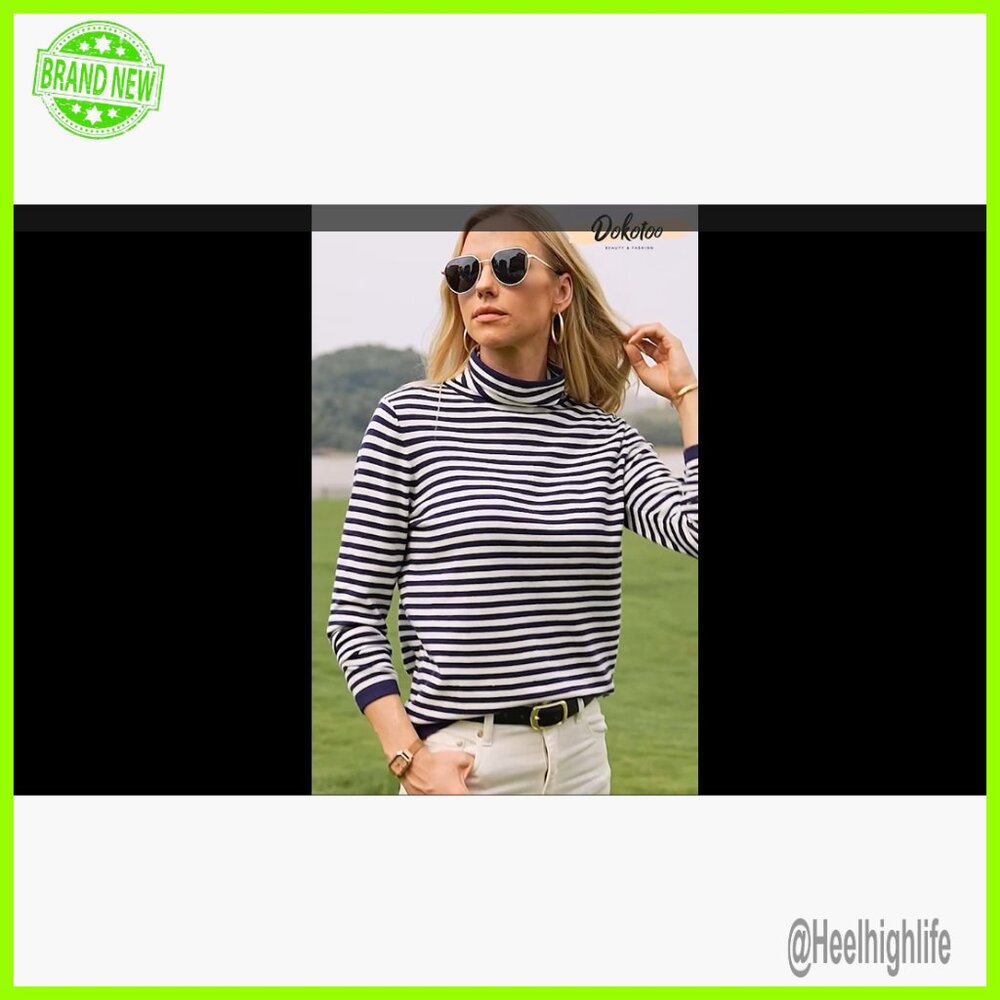 Lightweight Striped Turtleneck Pullover Sweater W… - image 6